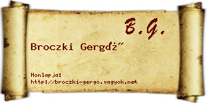 Broczki Gergő névjegykártya